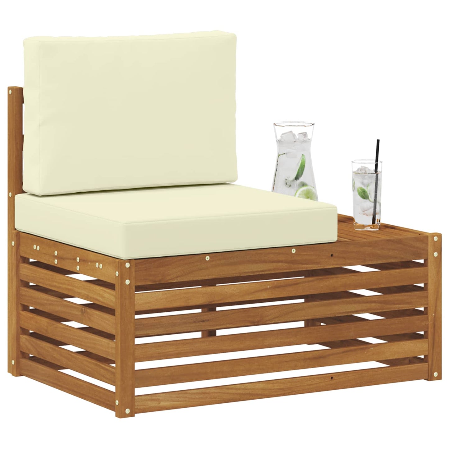 Outdoor Endsofa Natur 91 x 63 x 73 cm Massivholz Akazie