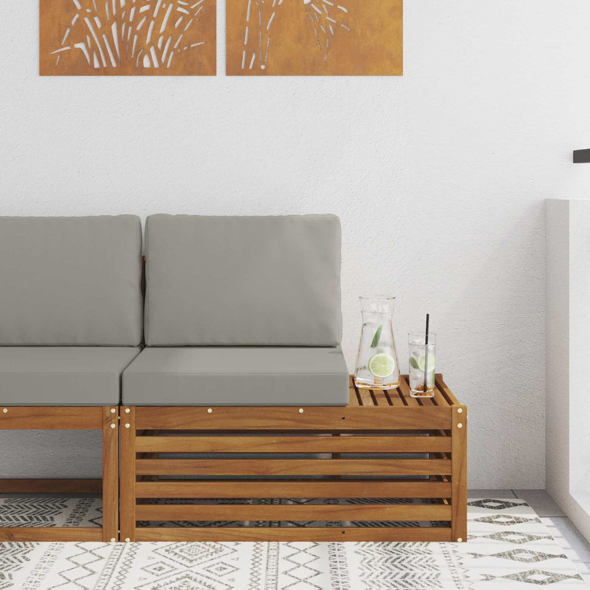 Outdoor Endsofa Natur 91 x 63 x 73 cm Massivholz Akazie
