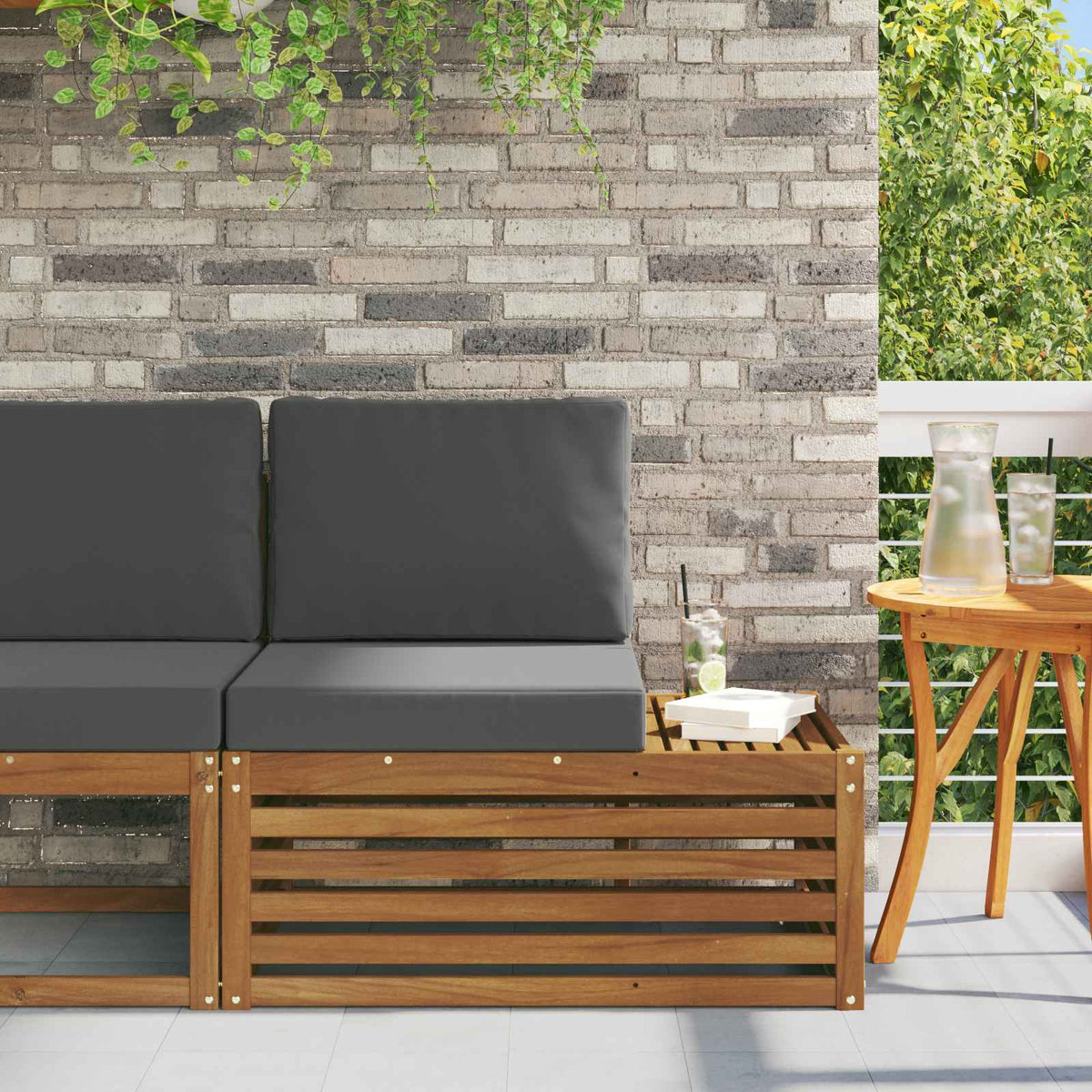Outdoor Endsofa Natur 91 x 63 x 73 cm Massivholz Akazie