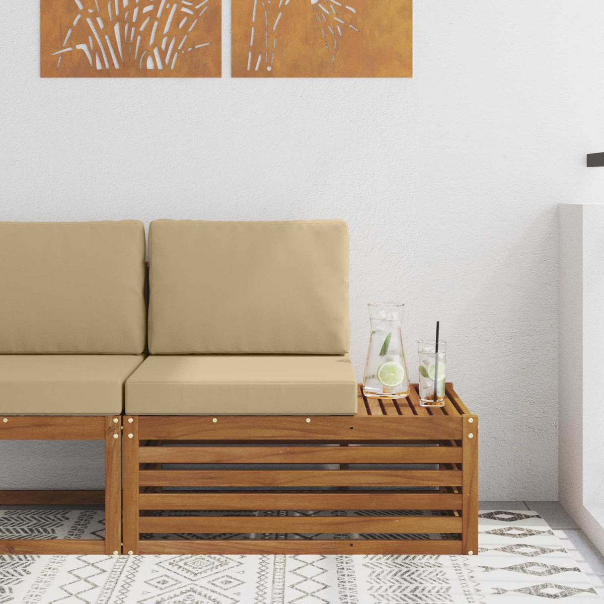 Outdoor Endsofa Natur 91 x 63 x 73 cm Massivholz Akazie