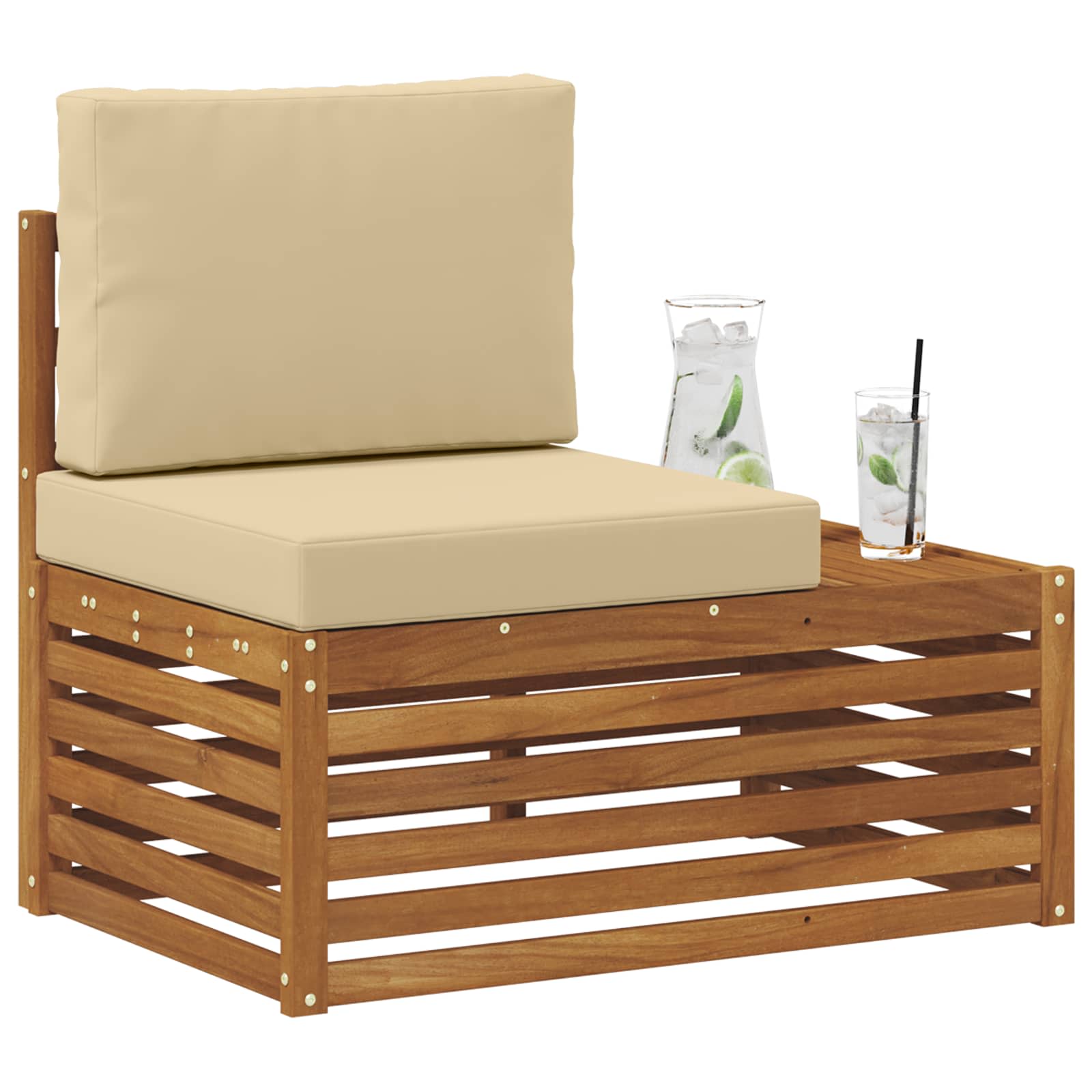 Outdoor Endsofa Natur 91 x 63 x 73 cm Massivholz Akazie