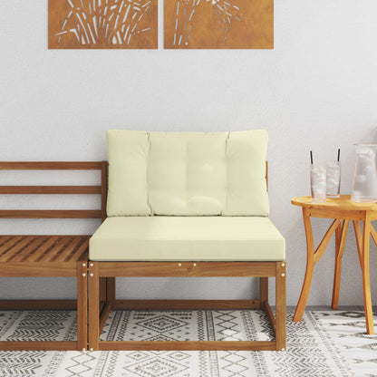 Outdoor Mittelsofa Massivholz Akazie Natur und Creme