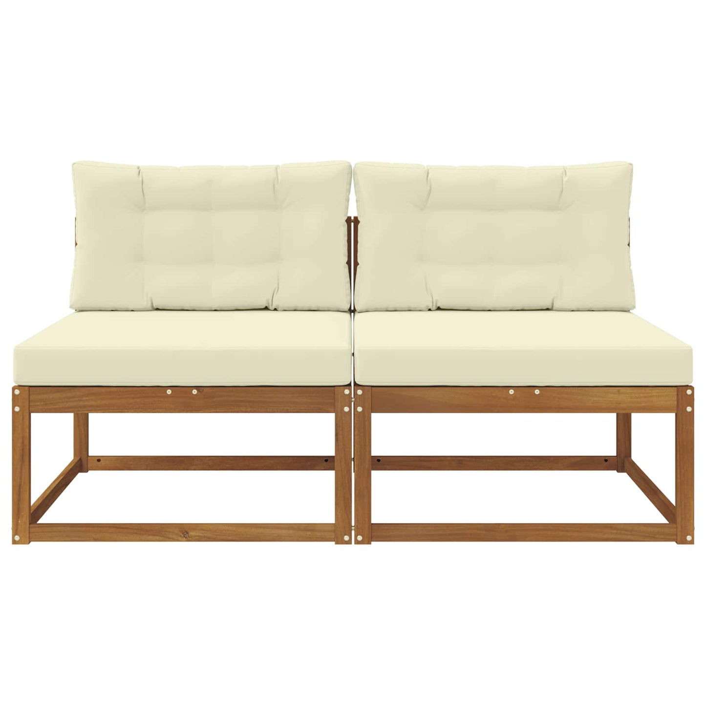 Outdoor Mittelsofa mit Kissen 2 Stück Natur