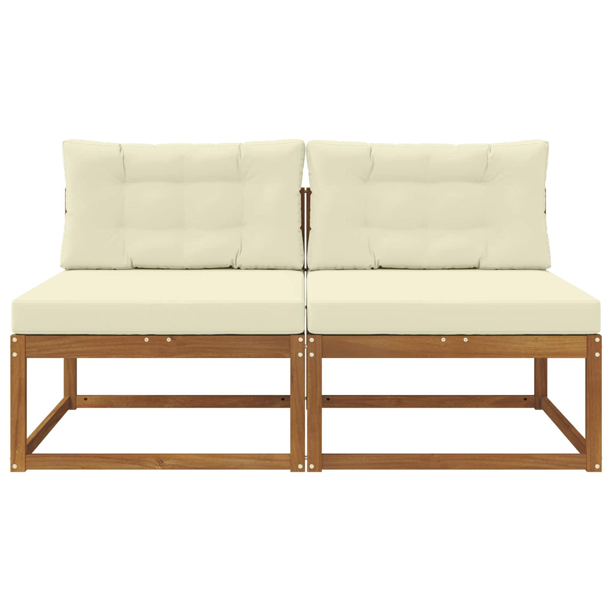 Outdoor Mittelsofa mit Kissen 2 Stück Natur