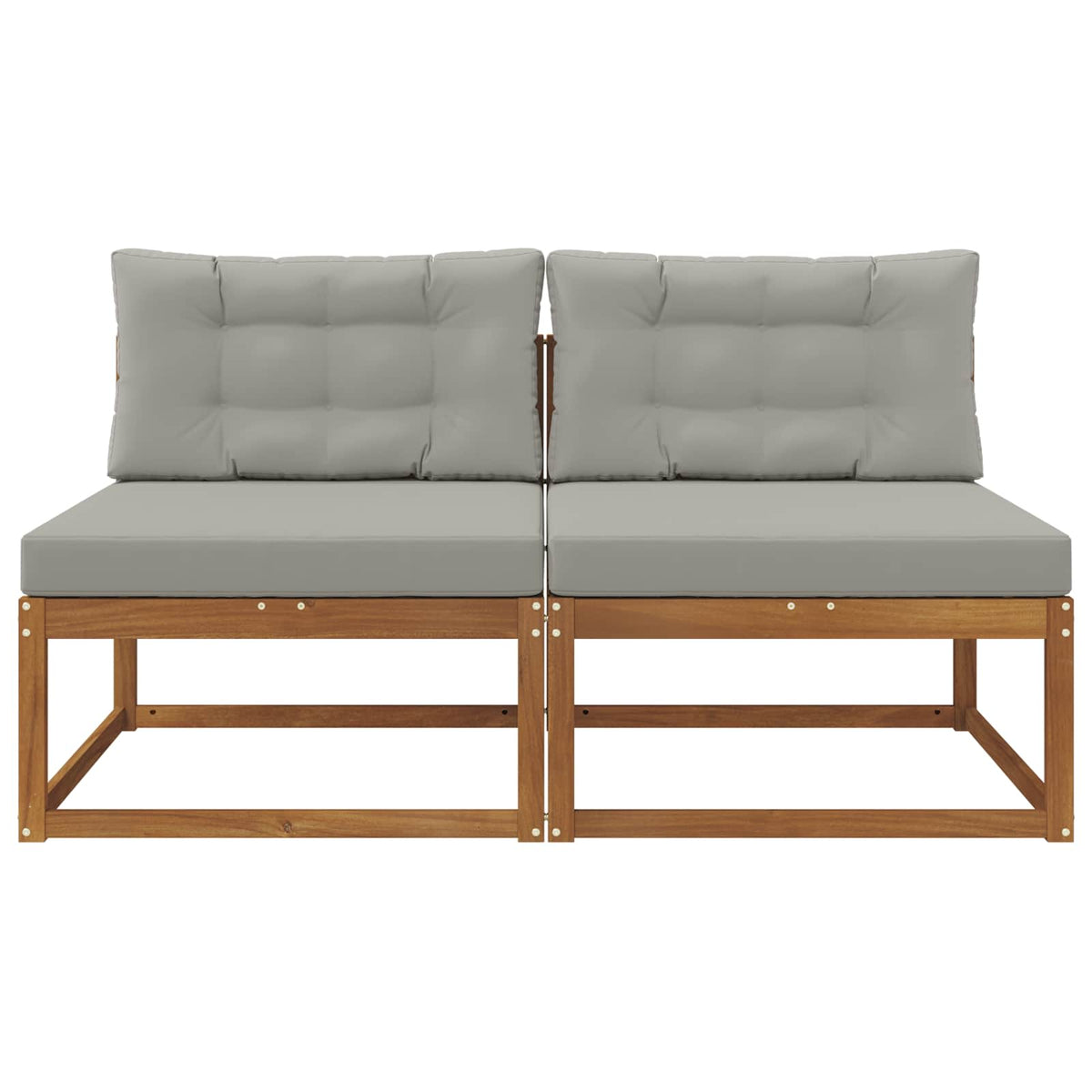 Outdoor Mittelsofa mit Kissen 2 Stück Natur