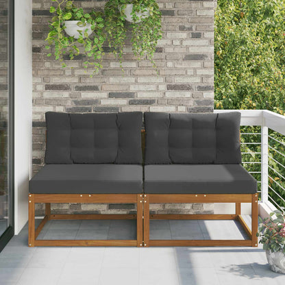 Outdoor Mittelsofa 2 stk. 2-Sitzer Massivholz Akazie