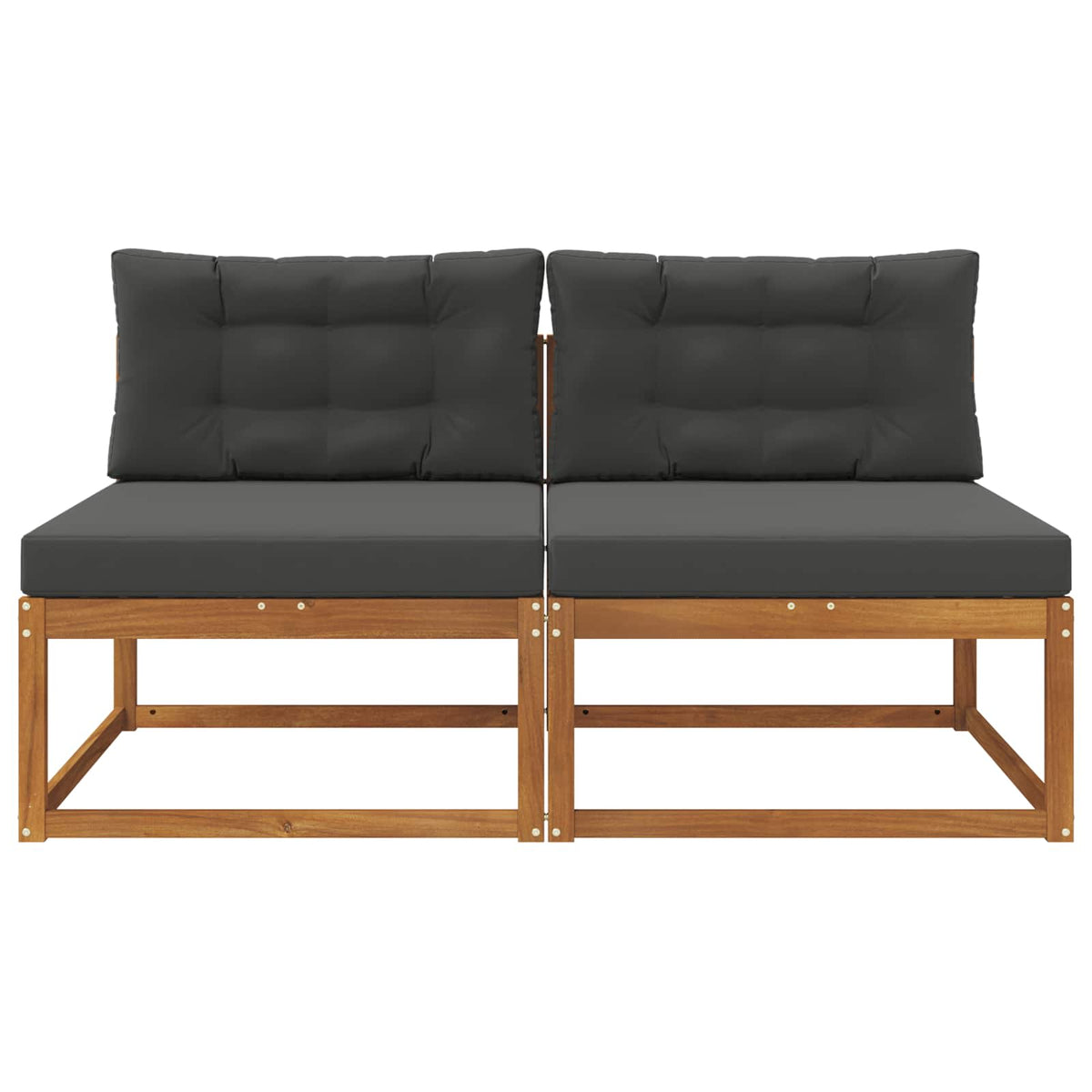 Outdoor Mittelsofa mit Kissen 2 Stück Natur