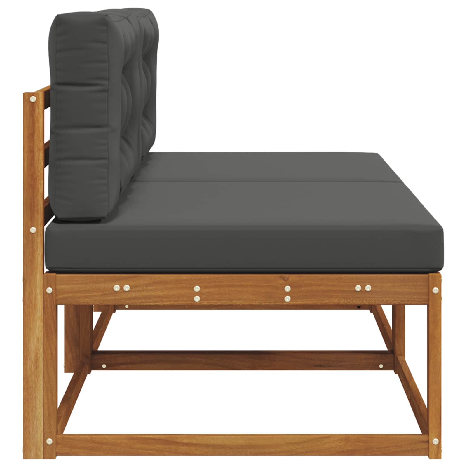 Outdoor Mittelsofa mit Kissen 2 Stück Natur