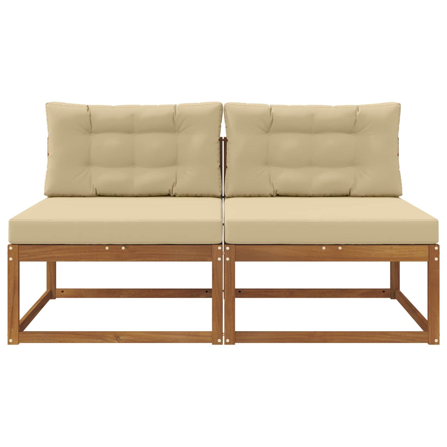 Outdoor Mittelsofa mit Kissen 2 Stück Natur