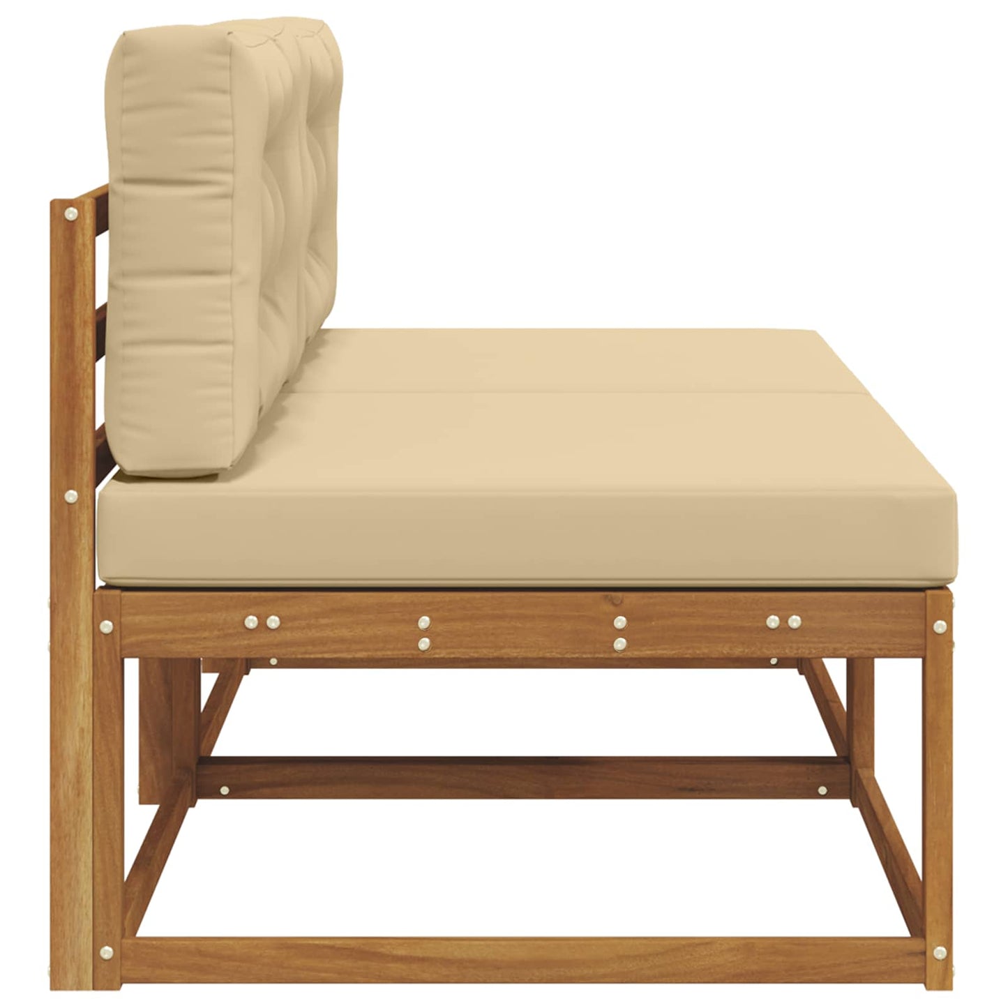 Outdoor Mittelsofa mit Kissen 2 Stück Natur
