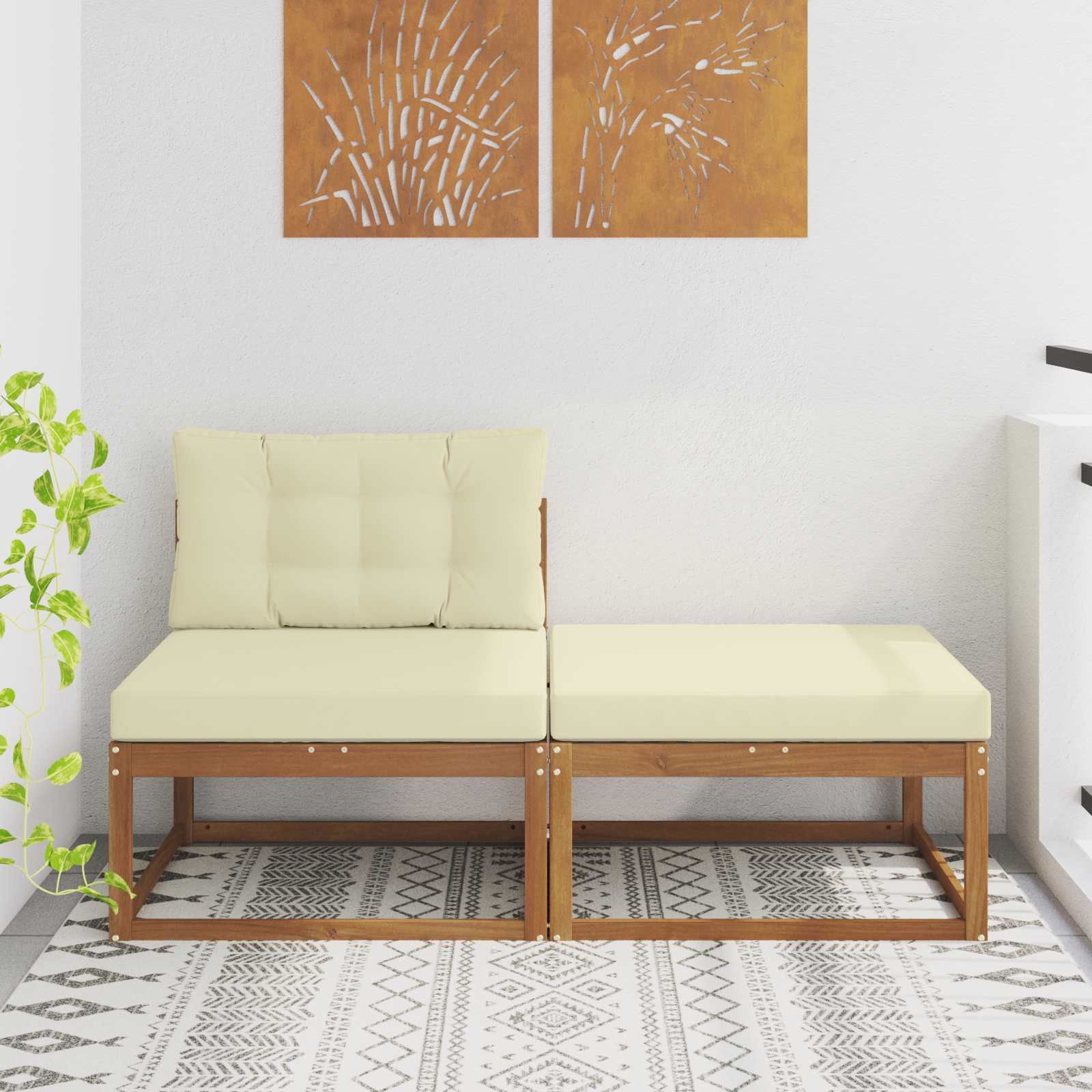 Sectional Sofa Einheiten mit Kissen 2 Stück Natur