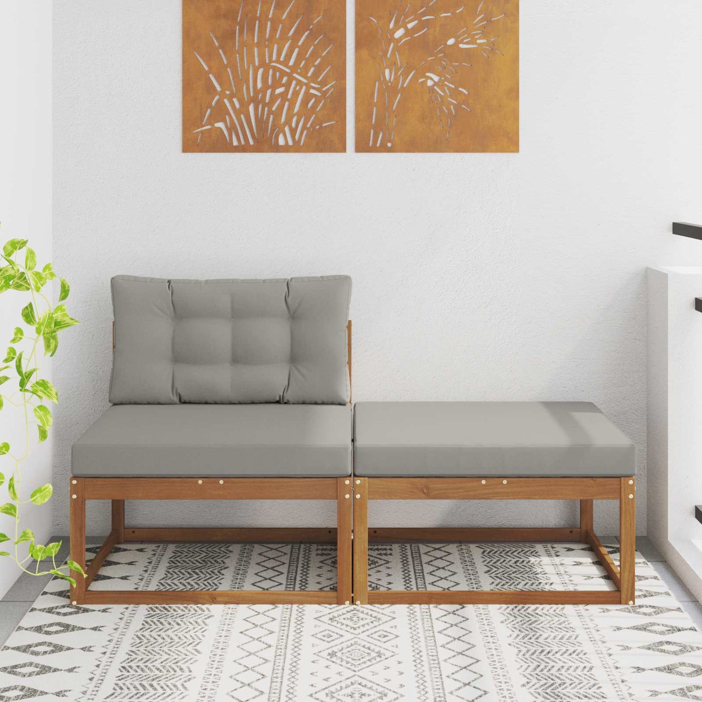 Sectional Sofa Einheiten mit Kissen 2 Stück Natur