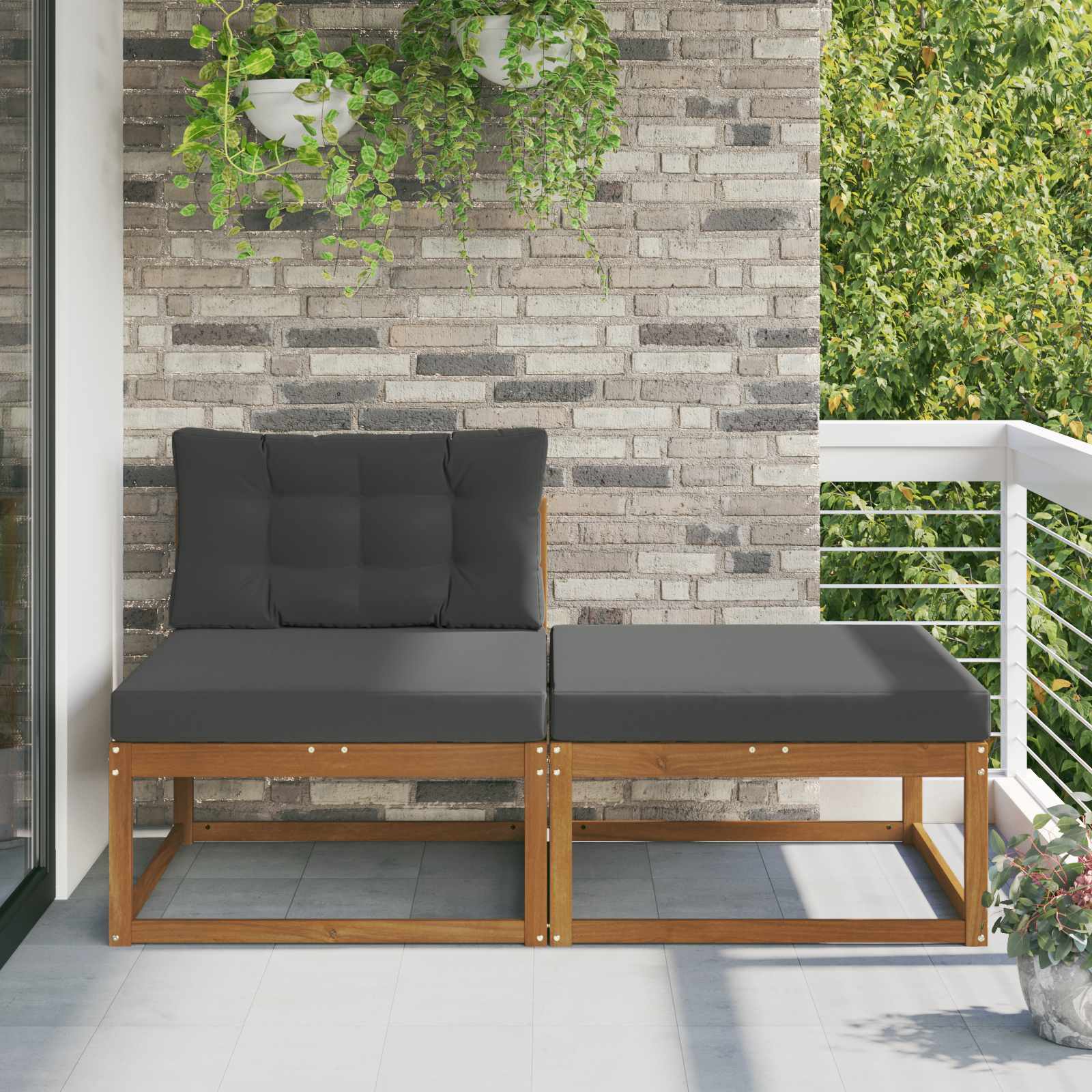 Sectional Sofa Einheiten mit Kissen 2 Stück Natur