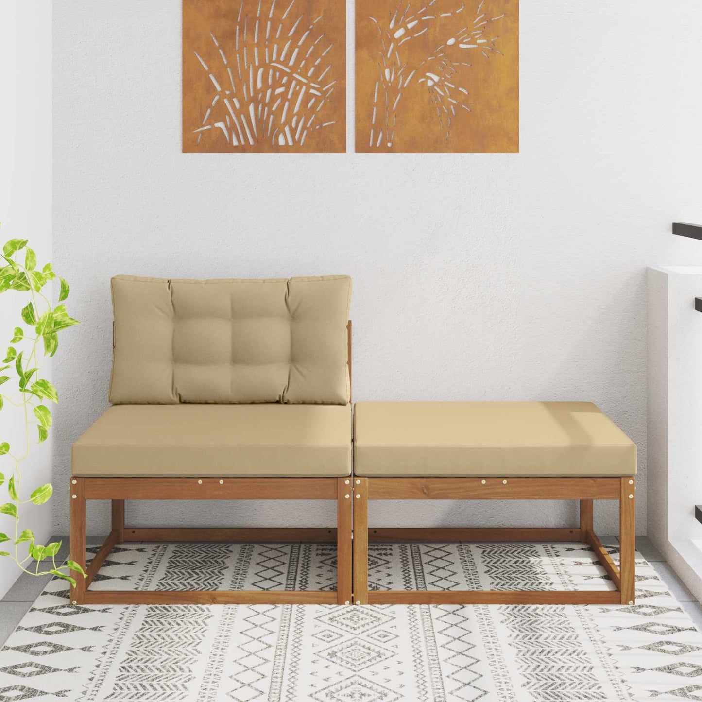 Sectional Sofa Einheiten mit Kissen 2 Stück Natur