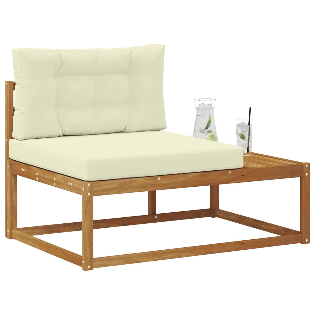Outdoor Endsofa mit Kissen Natur 115 x 83 x 73 cm