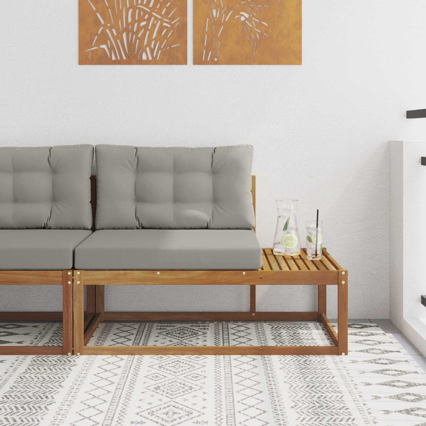 Outdoor Endsofa mit Kissen Natur 115 x 83 x 73 cm