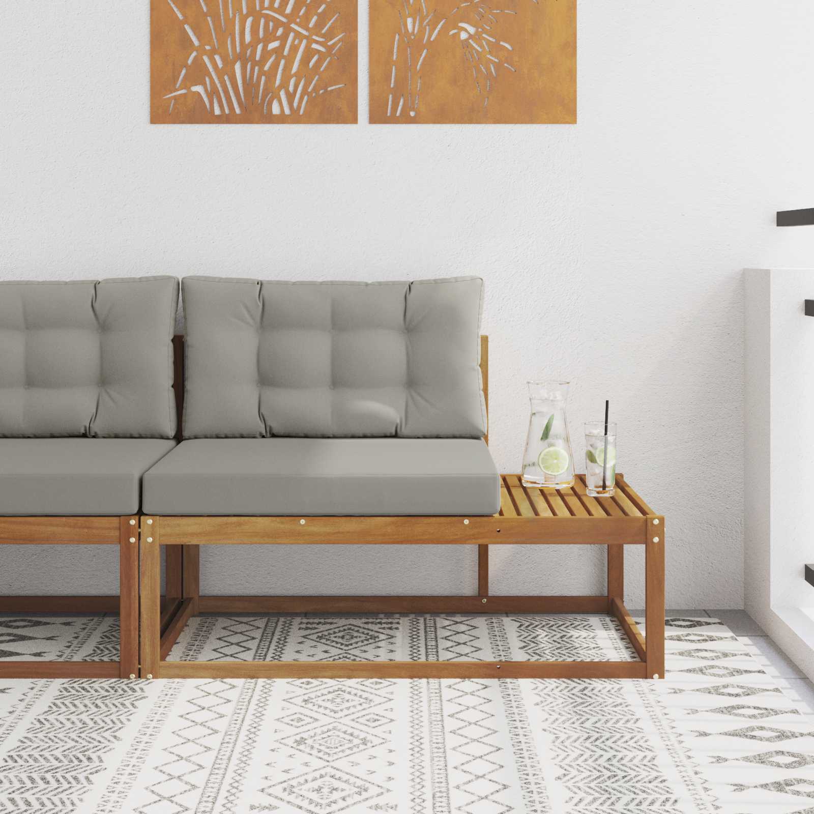 Outdoor Endsofa mit Kissen Natur 115 x 83 x 73 cm