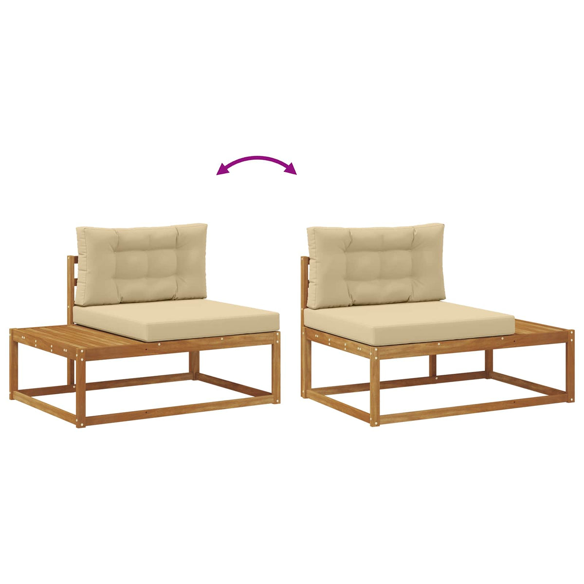 Outdoor Endsofa mit Kissen Natur 115 x 83 x 73 cm