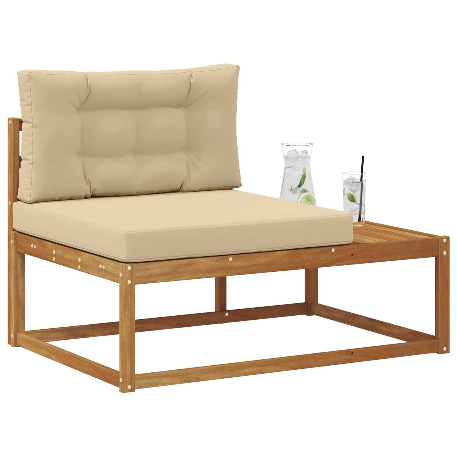 Outdoor Endsofa mit Kissen Natur 115 x 83 x 73 cm
