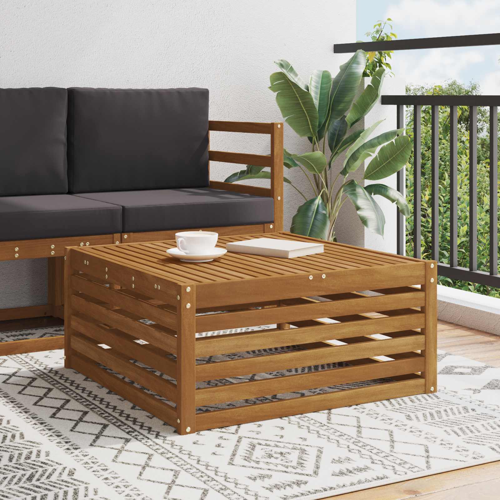 Tisch für Outdoor Massivholz Akazie Natur 79 x 79 x 37 cm