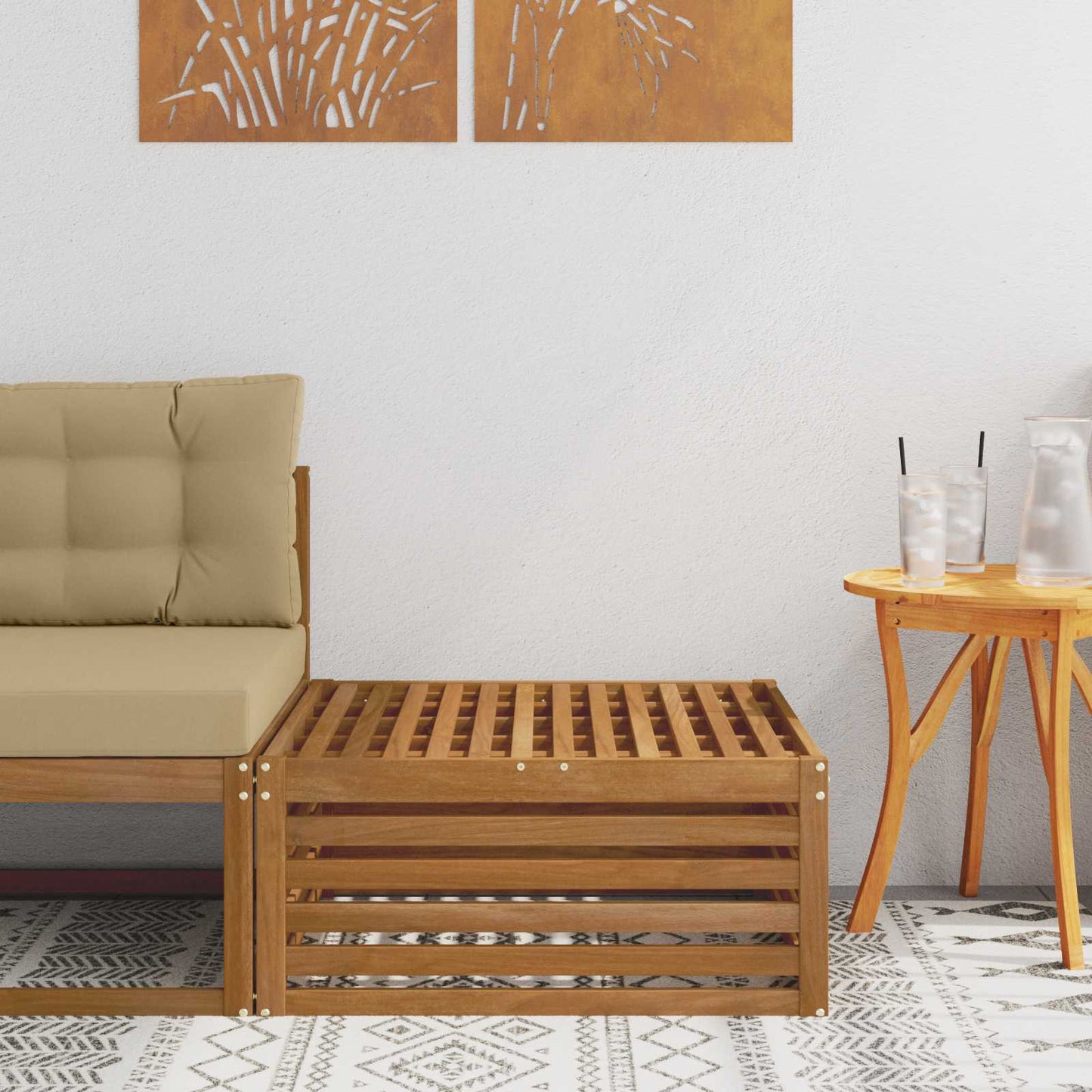 Outdoor-Fußhocker Natur 79 x 79 x 37 cm Massivholz Akazie