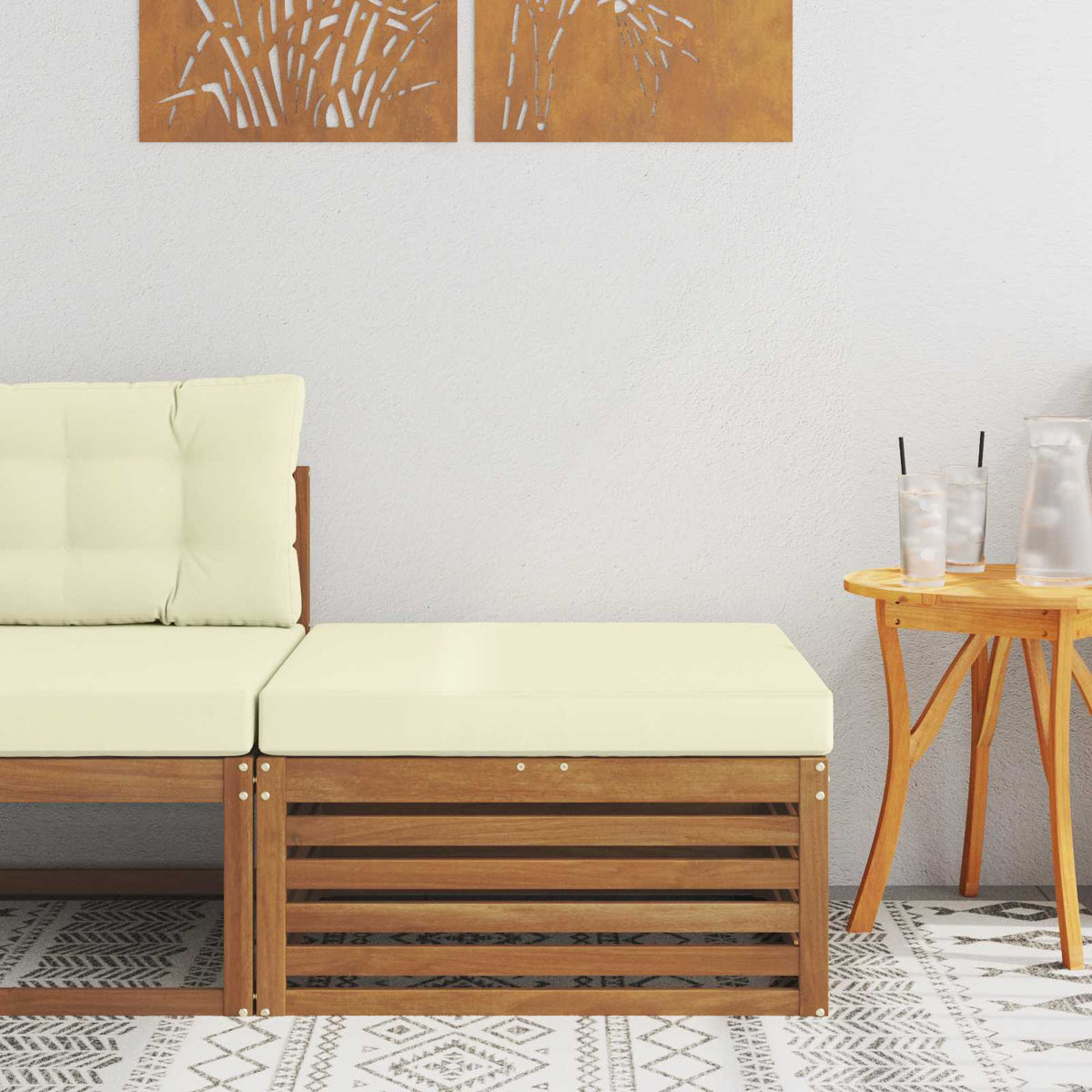 Outdoor-Fußhocker Massivholz Akazie Natur