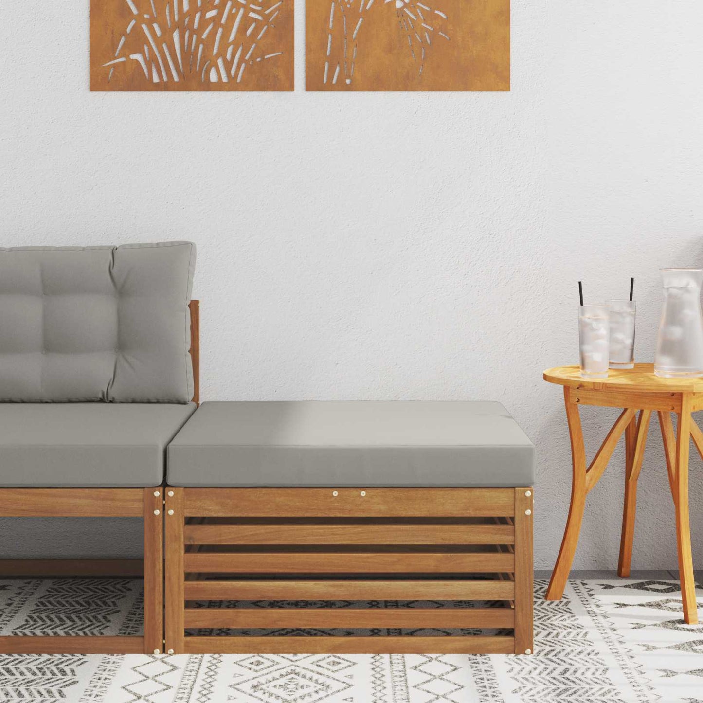 Outdoor-Fußhocker Massivholz Akazie Natur
