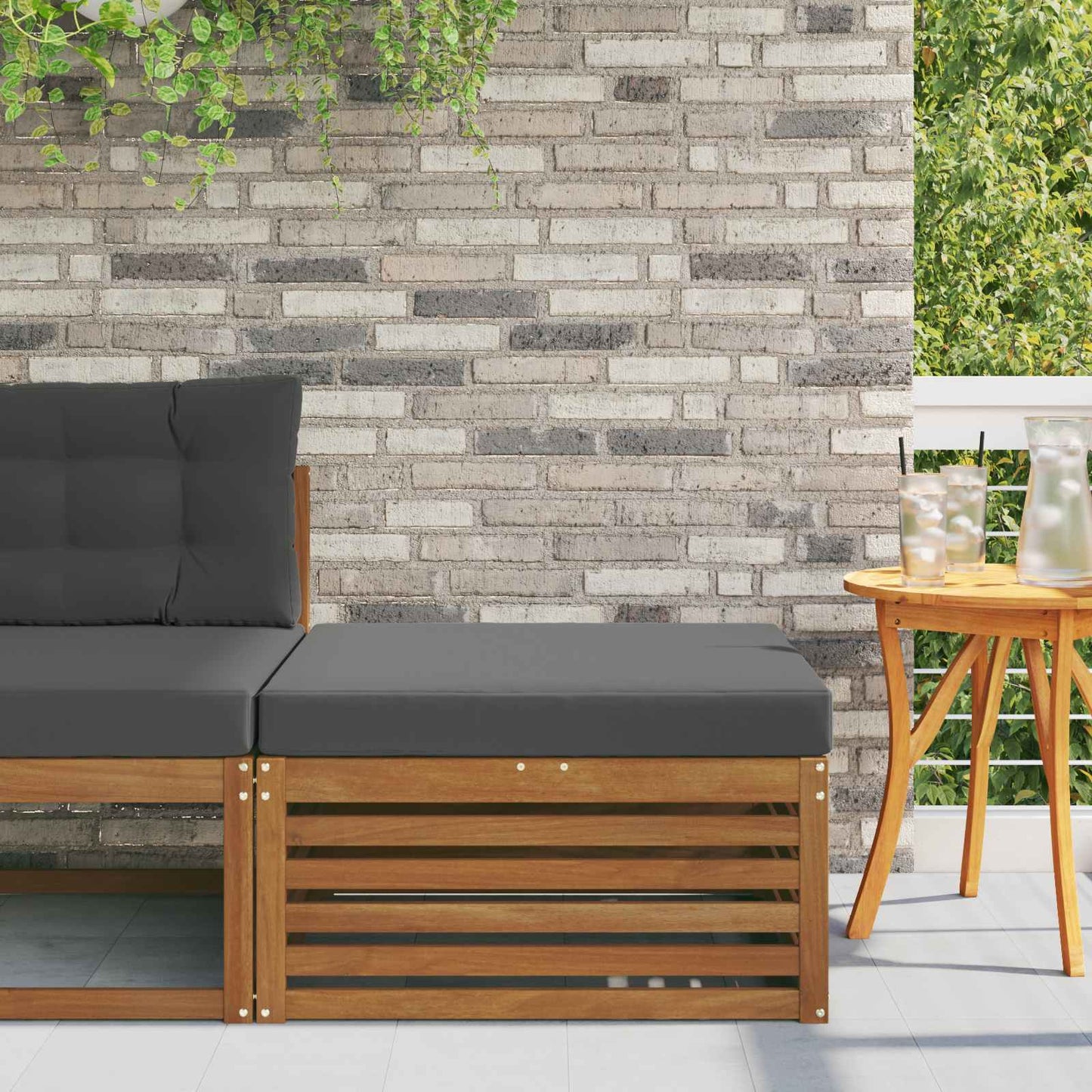 Outdoor-Fußhocker Massivholz Akazie Natur