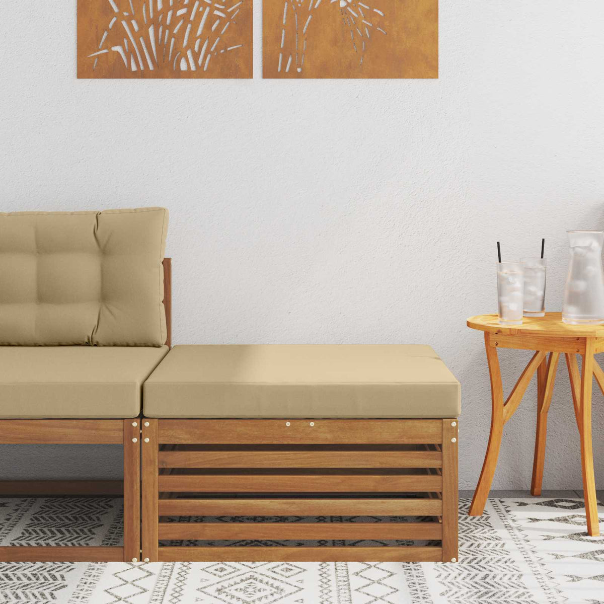 Outdoor-Fußhocker Massivholz Akazie Natur