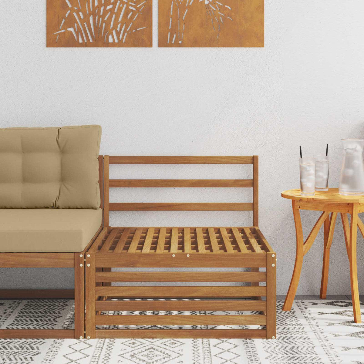 Outdoor Mittelsofa Massivholz Akazie Natur 79 x 83 x 73 cm