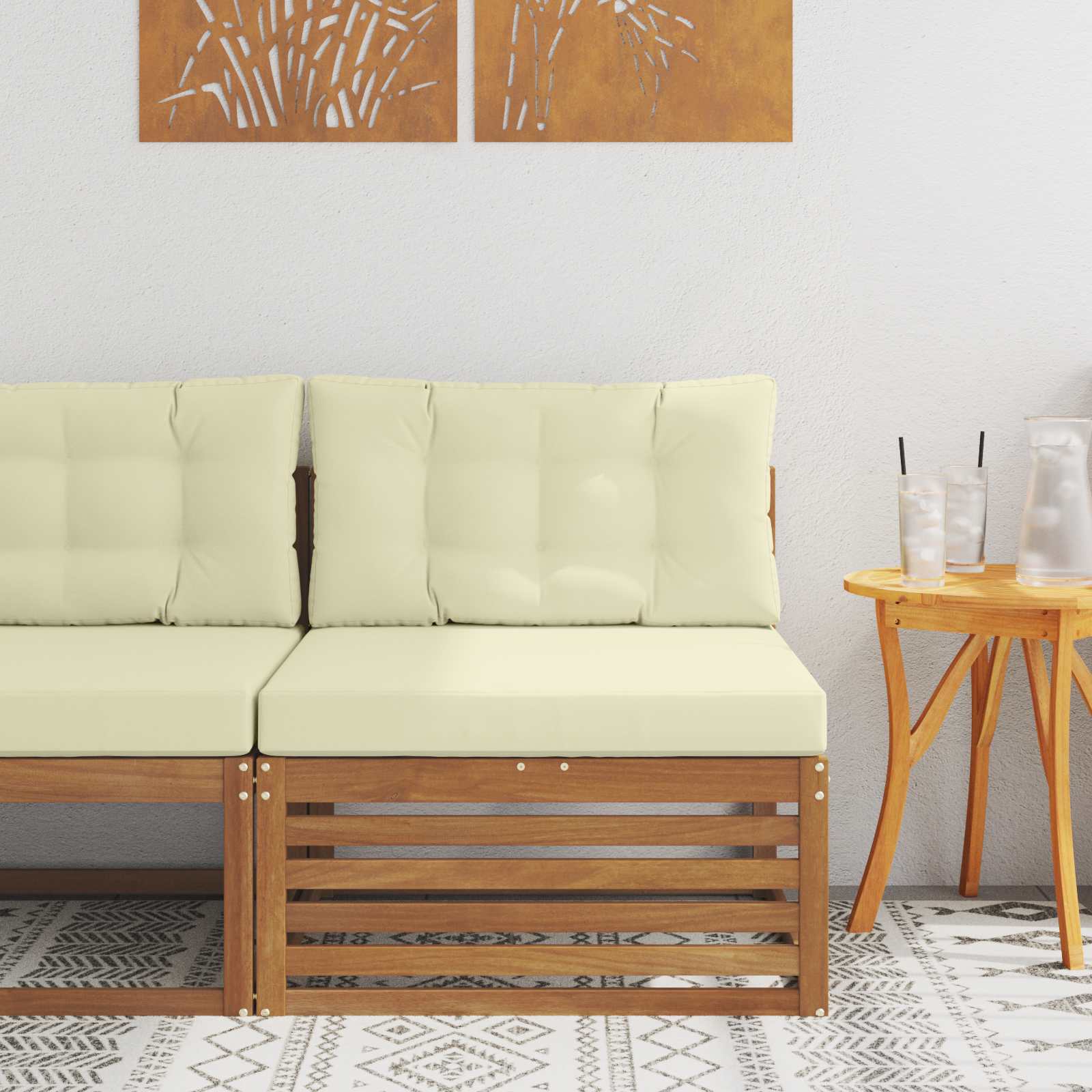 Outdoor Mittelsofa Massivholz Akazie Natur