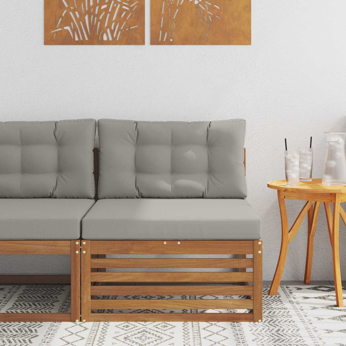 Outdoor Mittelsofa Massivholz Akazie Natur
