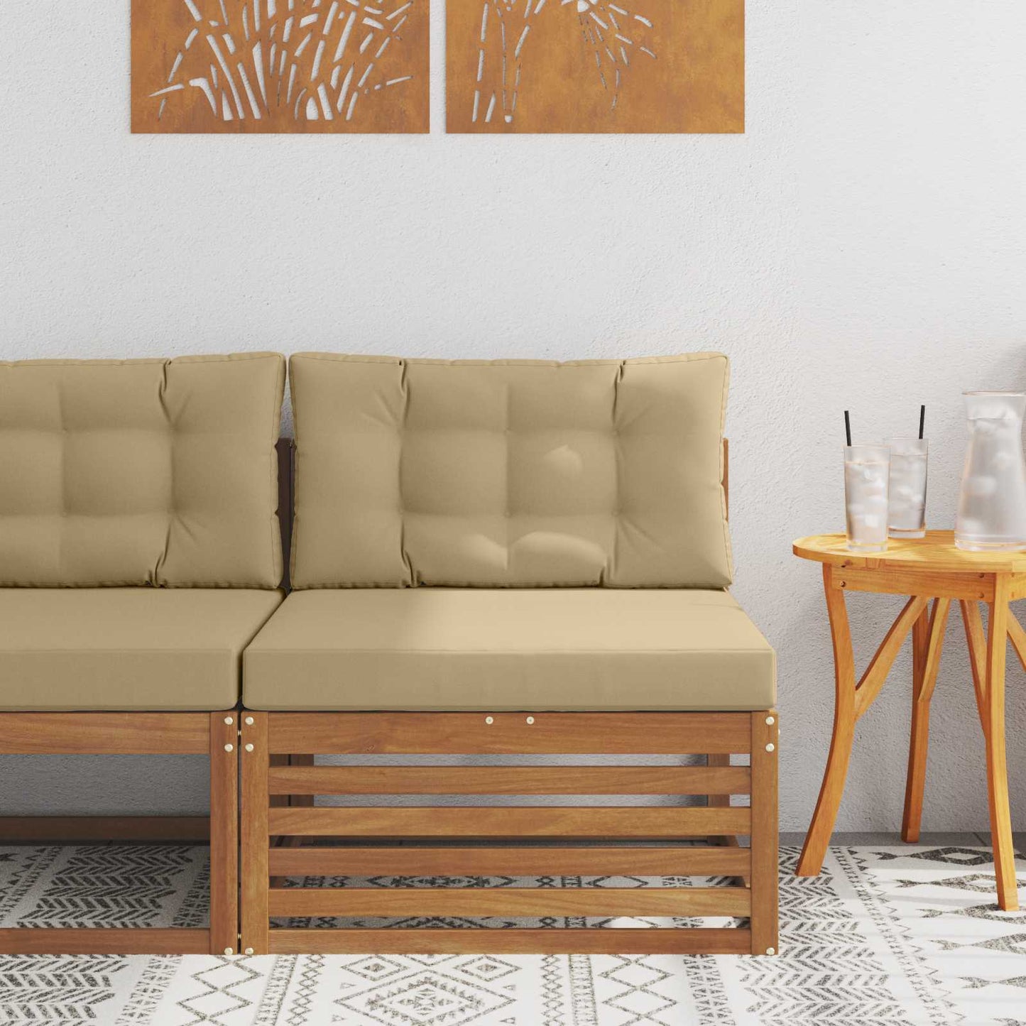Outdoor Mittelsofa Massivholz Akazie Natur