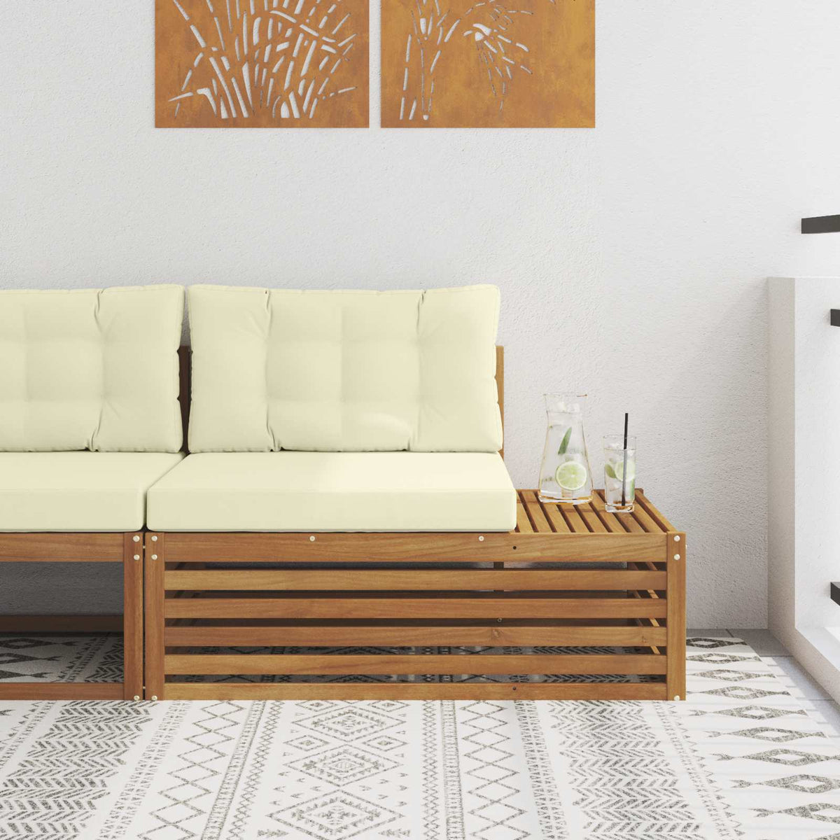 Outdoor Endsofa Natur 115 x 83 x 73 cm Massivholz Akazie