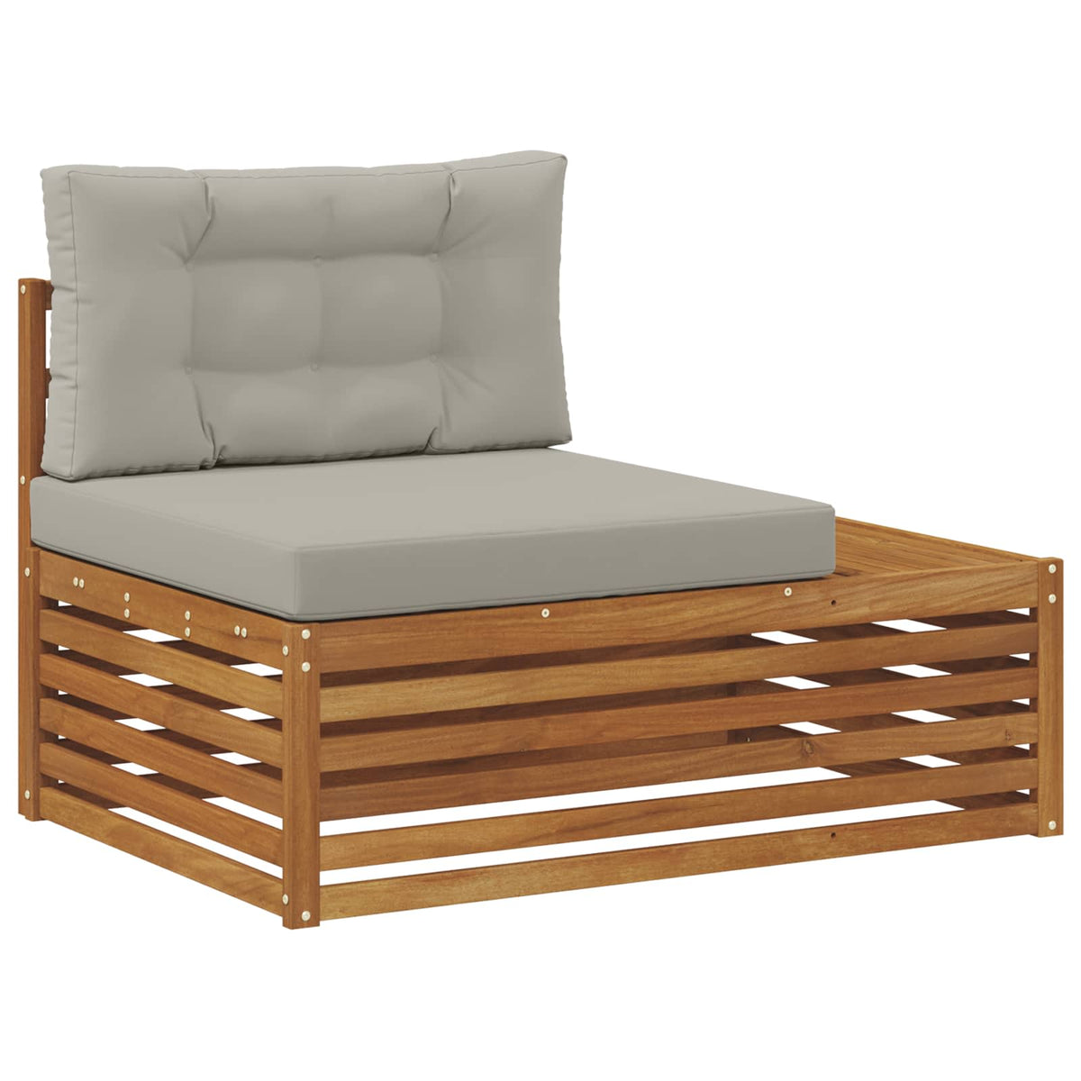 Outdoor Endsofa 3 Stück Natürlich und Hellgrau 115 x 83 x 73 cm