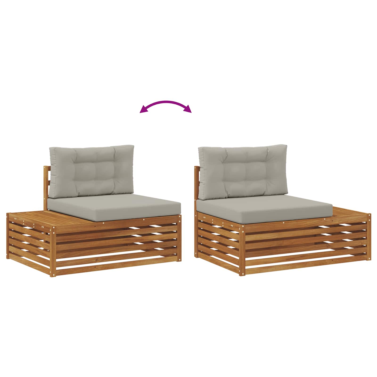 Outdoor Endsofa 3 Stück Natürlich und Hellgrau 115 x 83 x 73 cm