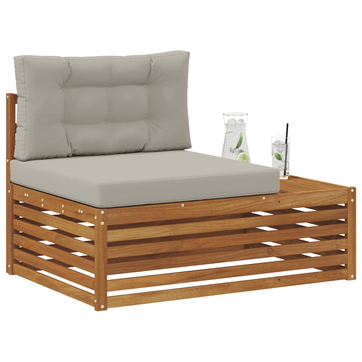 Outdoor Endsofa 3 Stück Natürlich und Hellgrau 115 x 83 x 73 cm