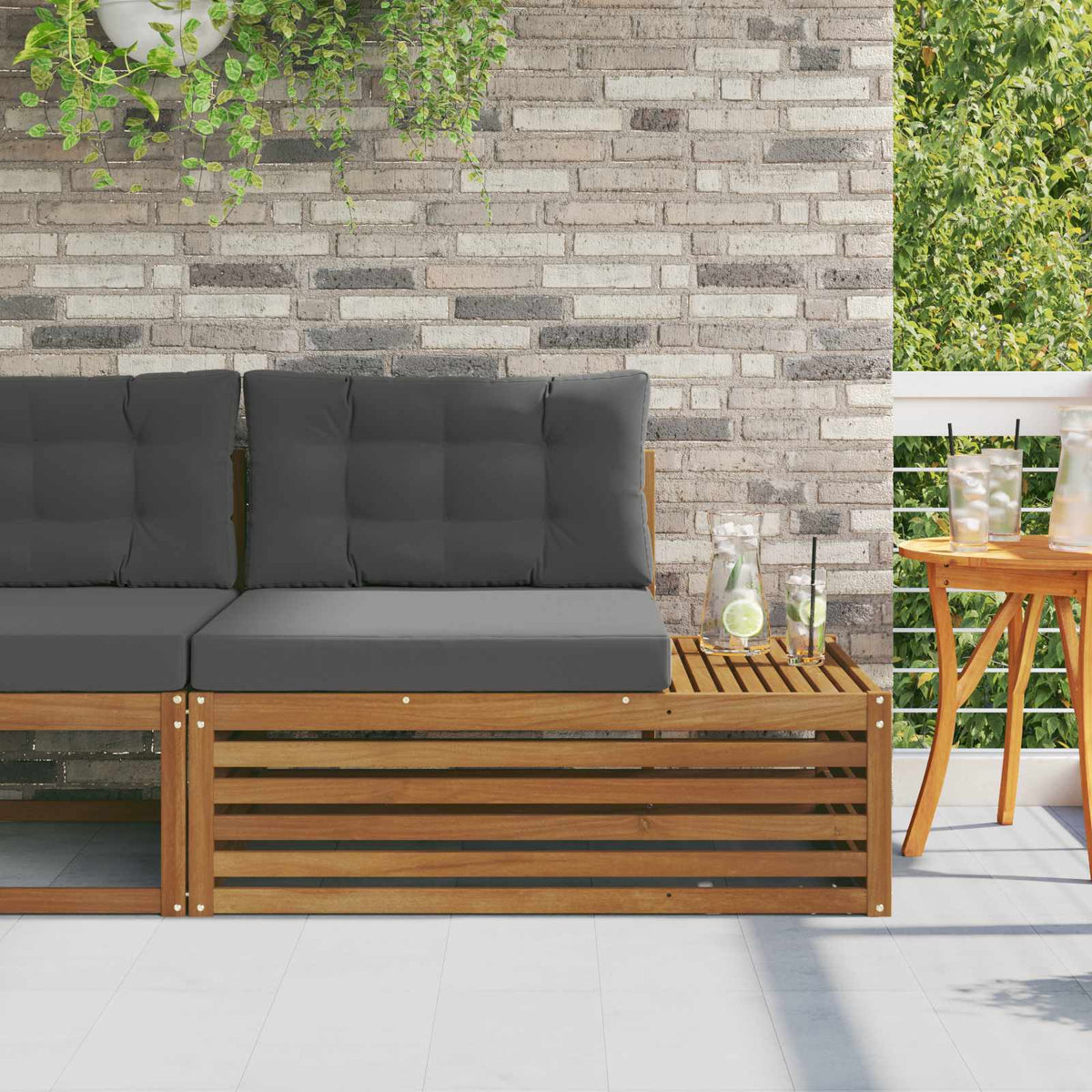 Outdoor Endsofa Natur 115 x 83 x 73 cm Massivholz Akazie