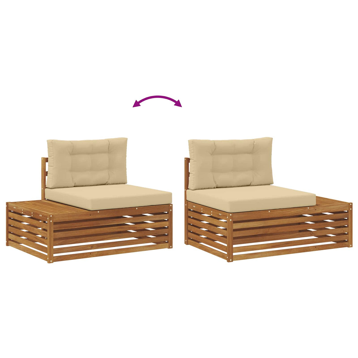 Outdoor Endsofa 3 Stück Natur und Beige 115 x 83 x 73 cm