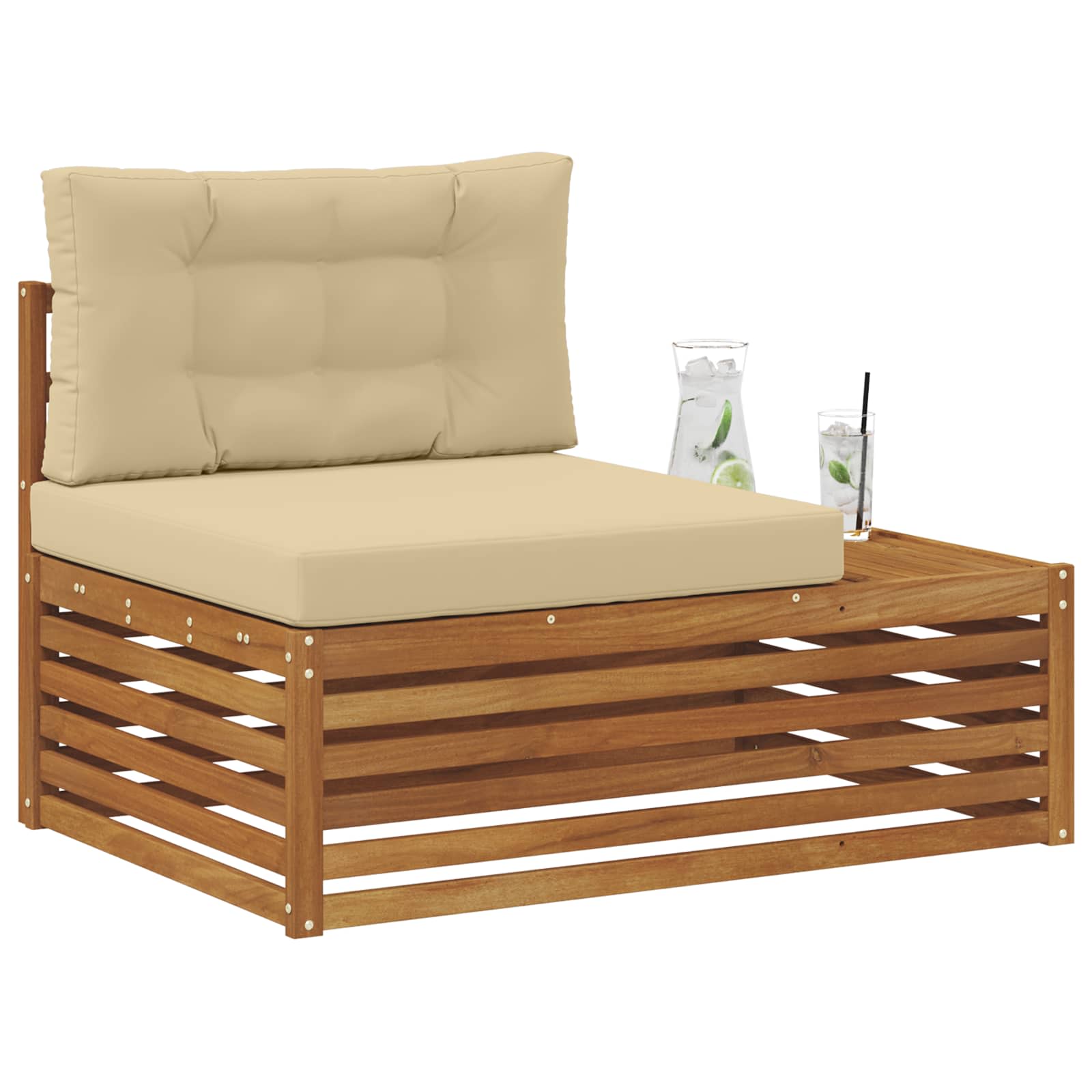 Outdoor Endsofa 3 Stück Natur und Beige 115 x 83 x 73 cm