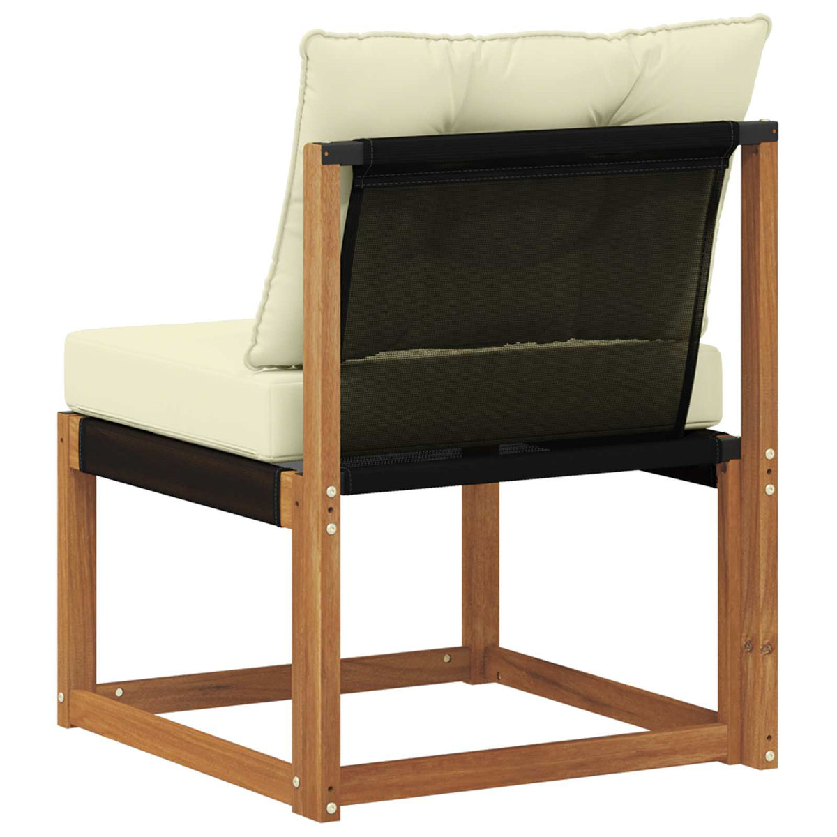 Outdoor Mittelsofa Massivholz Akazie und Textilene Stoff Natur