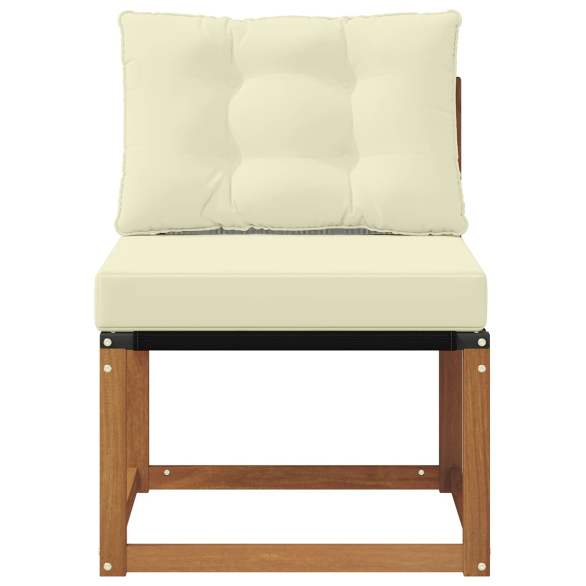 Outdoor Mittelsofa Massivholz Akazie und Textilene Stoff Natur