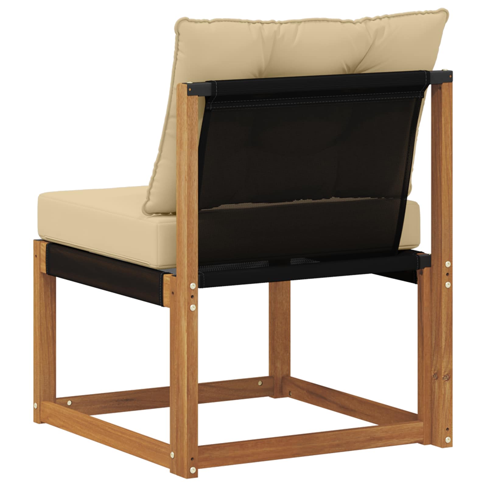 Outdoor Mittelsofa Massivholz Akazie und Textilene Stoff Natur