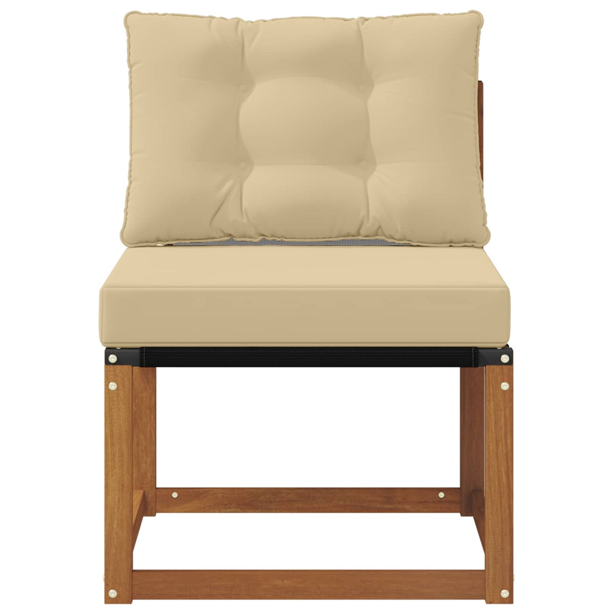 Outdoor Mittelsofa Massivholz Akazie und Textilene Stoff Natur