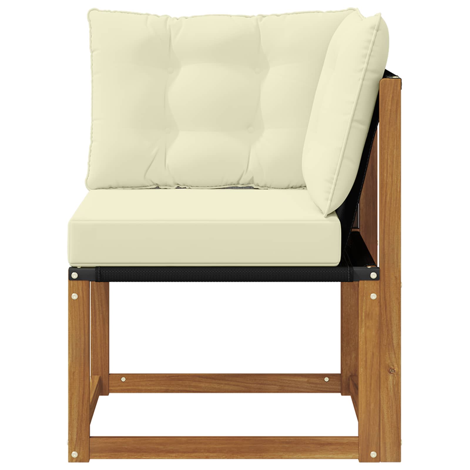 Outdoor Ecksofa Massivholz Akazie und Textilene Stoff Natur
