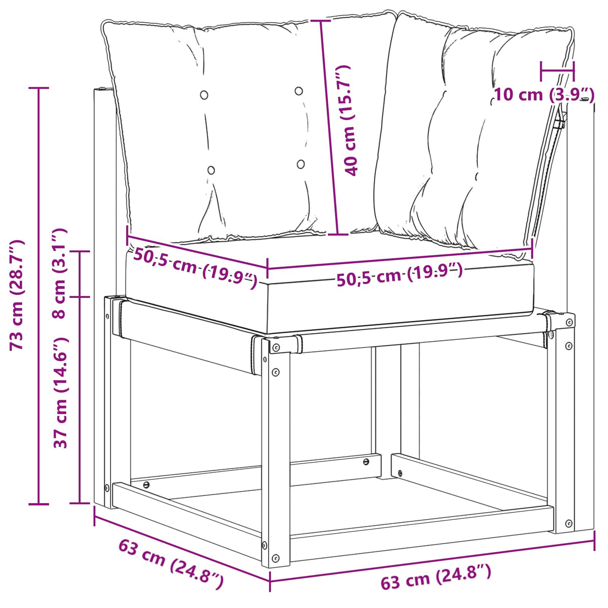 Outdoor Ecksofa Massivholz Akazie und Textilene Stoff Natur