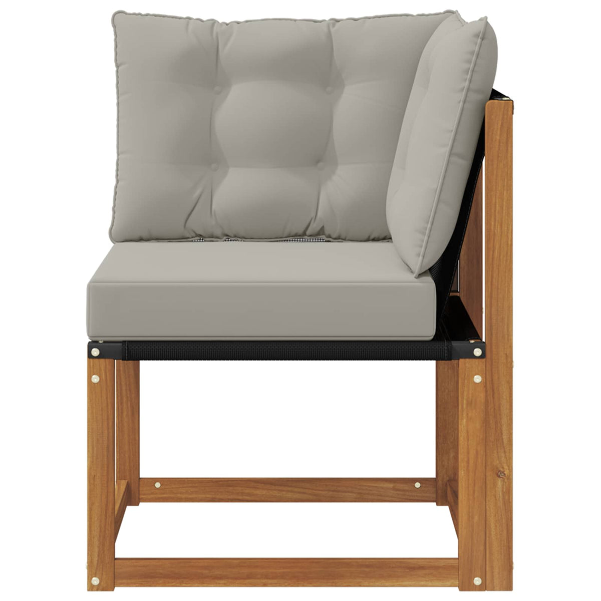 Outdoor Ecksofa Massivholz Akazie und Textilene Stoff Natur