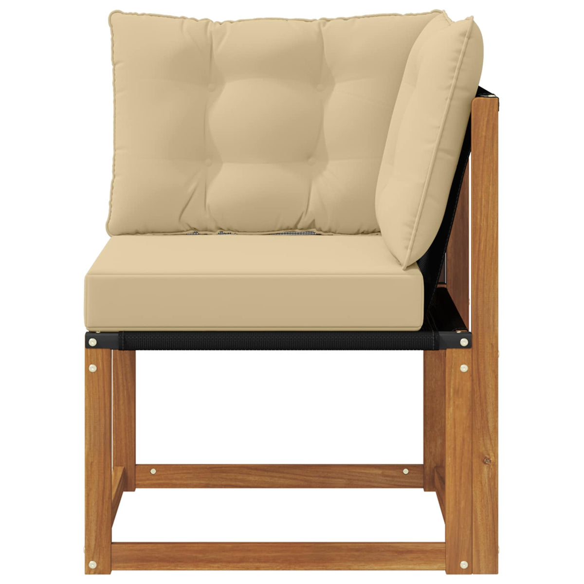 Outdoor Ecksofa Massivholz Akazie und Textilene Stoff Natur