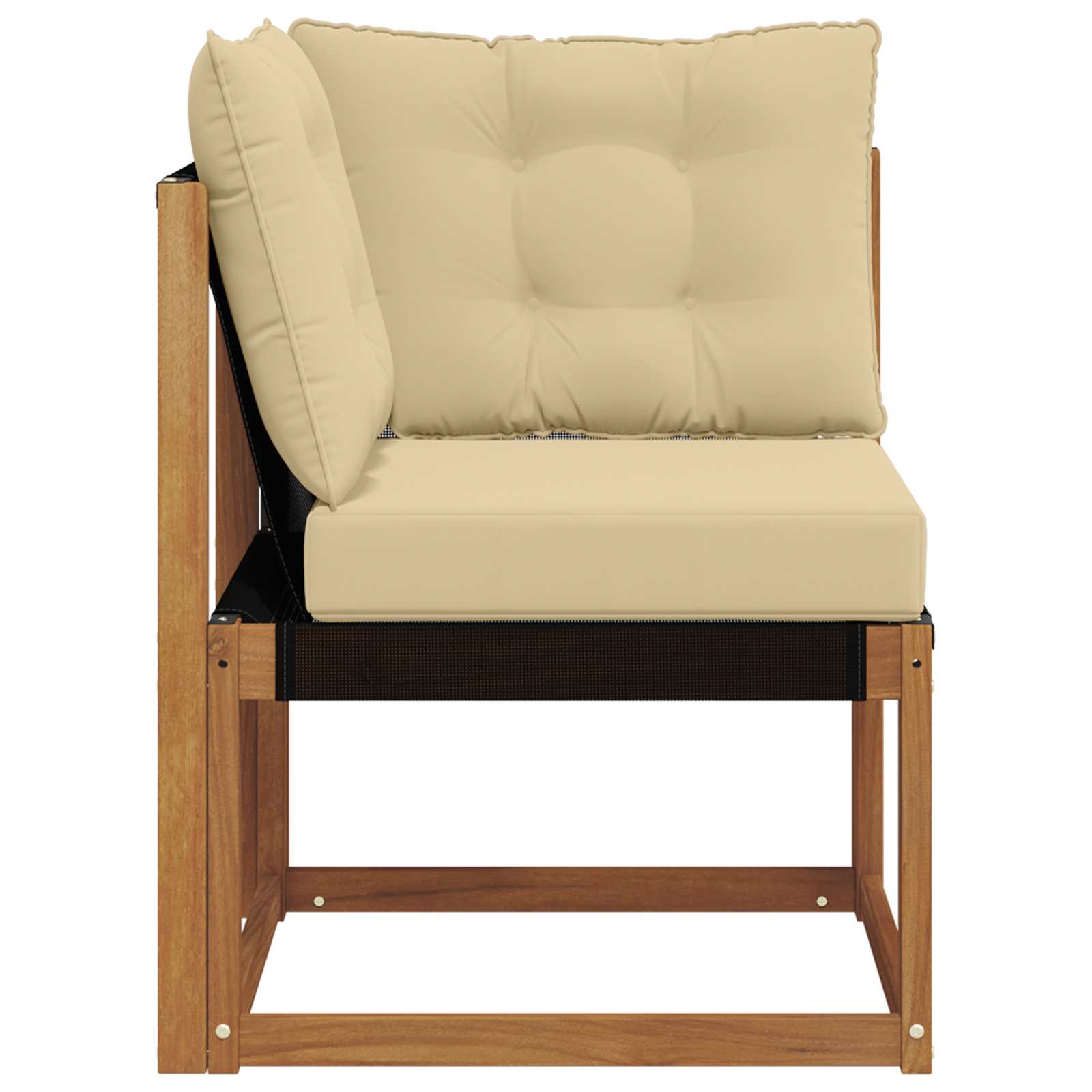 Outdoor Ecksofa Massivholz Akazie und Textilene Stoff Natur