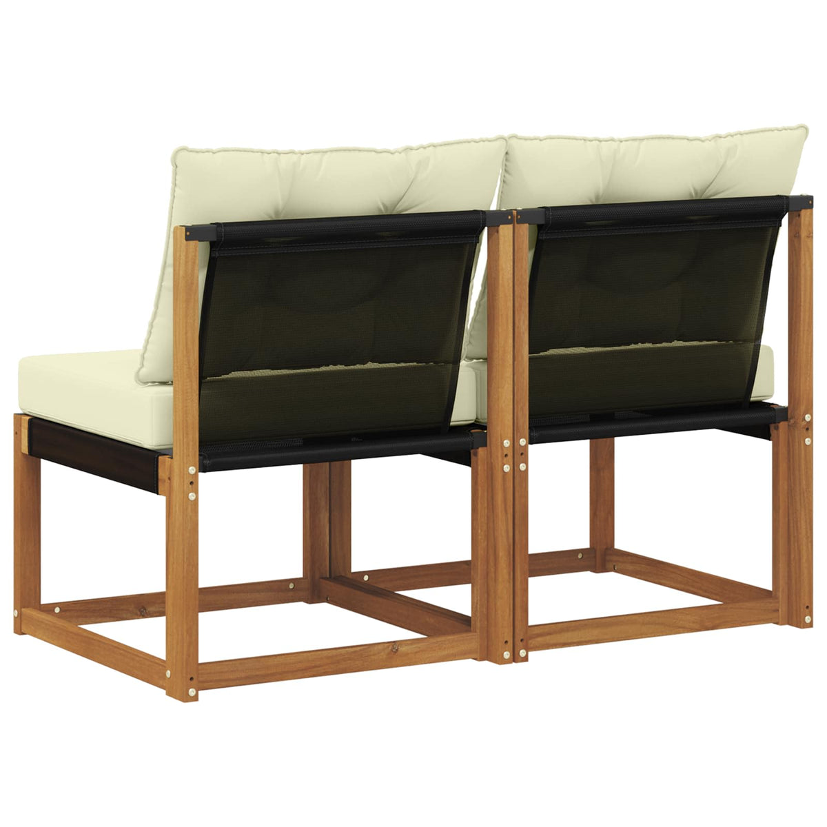 2 Stk. Outdoor Mittelsofa Massivholz Akazie und Textilene Stoff